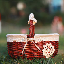 将图片加载到图库查看器,Wicker Basket Picnic Basket Gift Empty Oval Willow Woven Basket Easter Large Storage Wine Basket