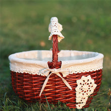 将图片加载到图库查看器,Wicker Basket Picnic Basket Gift Empty Oval Willow Woven Basket Easter Large Storage Wine Basket