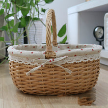 将图片加载到图库查看器,Wicker Basket Picnic Basket Gift Empty Oval Willow Woven Basket Easter Large Storage Wine Basket