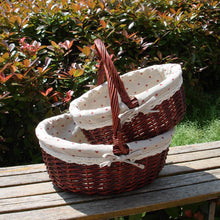 将图片加载到图库查看器，Wicker Basket Picnic Basket Gift Empty Oval Willow Woven Basket Easter Large Storage Wine Basket
