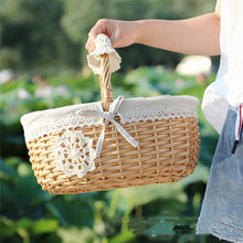 将图片加载到图库查看器，Wicker Basket Picnic Basket Gift Empty Oval Willow Woven Basket Easter Large Storage Wine Basket
