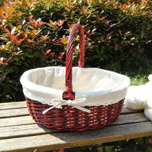 将图片加载到图库查看器，Wicker Basket Picnic Basket Gift Empty Oval Willow Woven Basket Easter Large Storage Wine Basket
