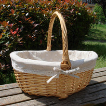 将图片加载到图库查看器，Wicker Basket Picnic Basket Gift Empty Oval Willow Woven Basket Easter Large Storage Wine Basket
