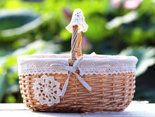 将图片加载到图库查看器，Wicker Basket Picnic Basket Gift Empty Oval Willow Woven Basket Easter Large Storage Wine Basket
